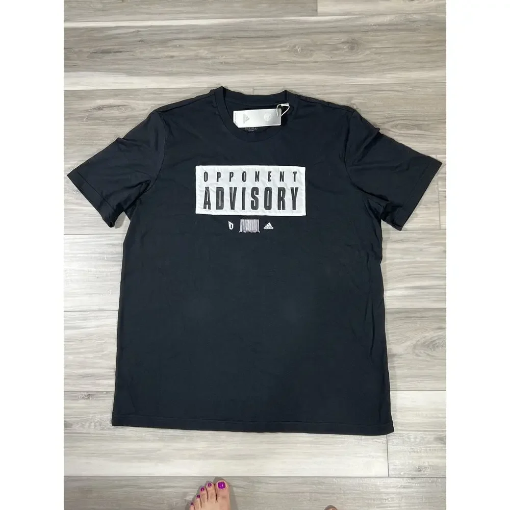 Adidas Opponent Advisory T-Shirt Mens Tee Large Black New Basketball Spell Out